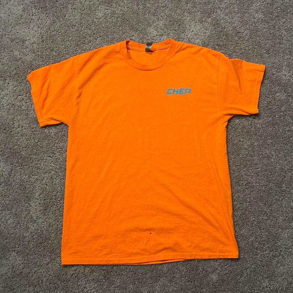 Gildan CHEP Logo T-Shirt Mens Large Orange Short Sleeve Workwear Graphic Tee